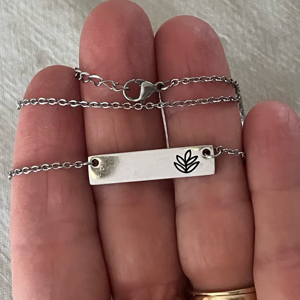 White Missionary “The Field Is Ready to Harvest” Silver Bar Necklace